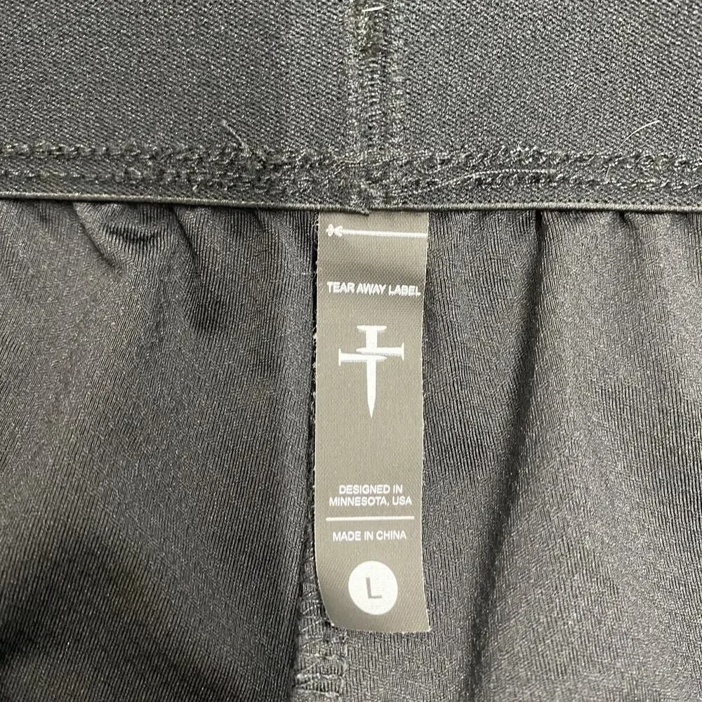 Three Nails Cross Logo Shorts Men L Black Drawstring Zipped Pockets Athleticwear